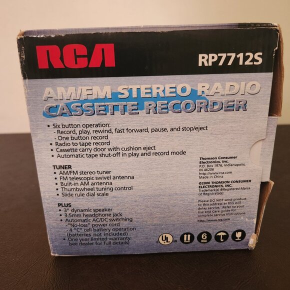 RCA AM/FM STEREO RADIO CASSETTE RECORDER (RP77125)  - BRAND NEW - Picture 2 of 4